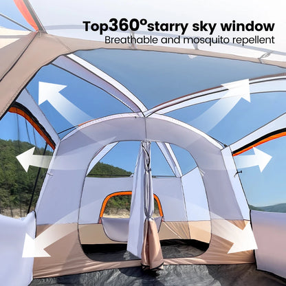 Large Family 2 Room 8-12 Person Windproof 4 Season Tent