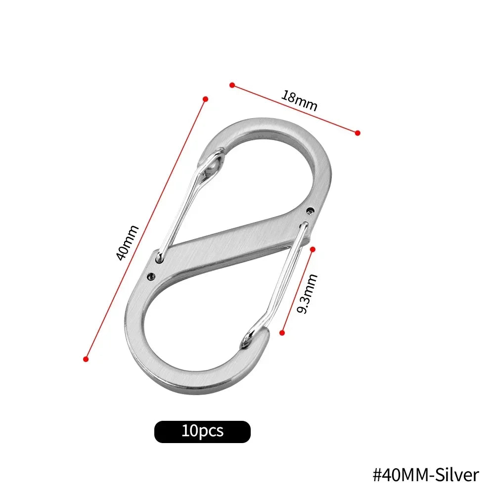 6Pcs S Shaped Metal Double Hooks Carabiner