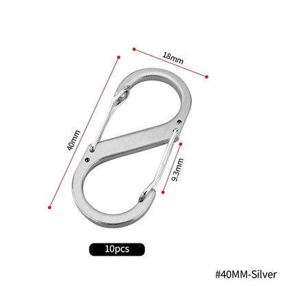 6Pcs S Shaped Metal Double Hooks Carabiner