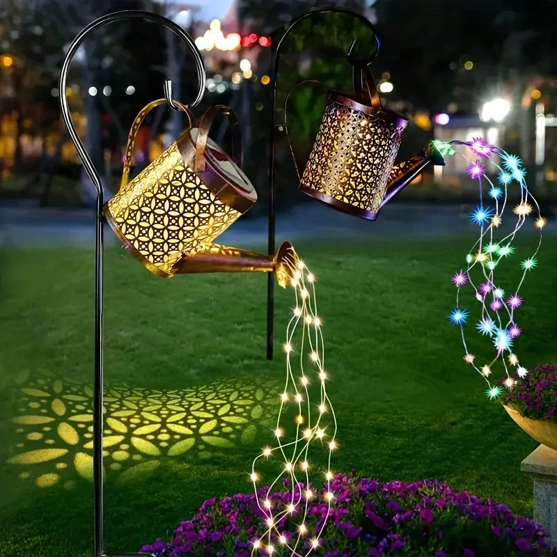 Solar Led Fairy Lights Lantern Watering Can Garden Decoration