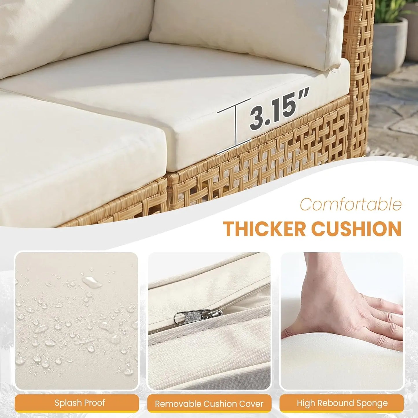 7-Piece Wicker Furniture Set with Cushions