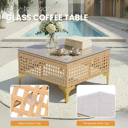 7-Piece Wicker Furniture Set with Cushions