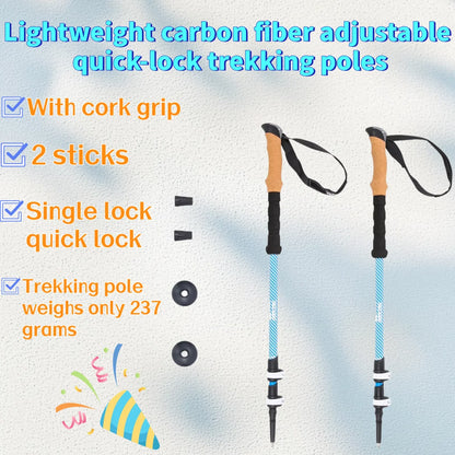 Lightweight Carbon Fiber Trekking Poles Quick Lock Adjustable