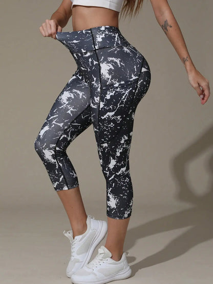 3 Pcs Women High Waist 3/4 Workout Leggings with Pockets