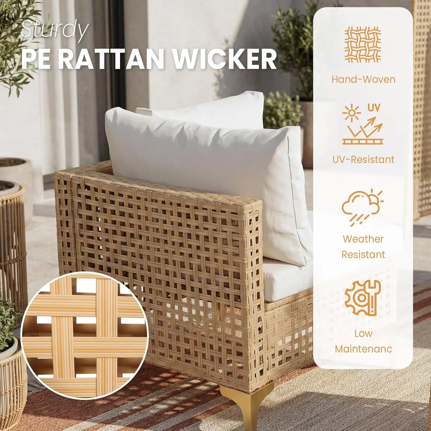 7-Piece Wicker Furniture Set with Cushions