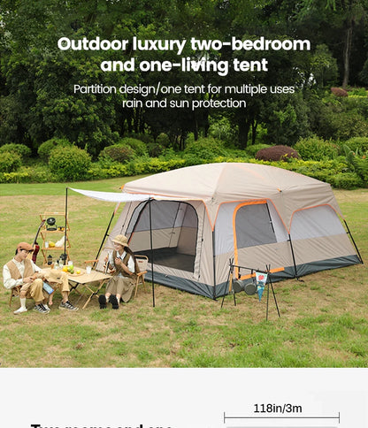 Large Family 2 Room 8-12 Person Windproof 4 Season Tent