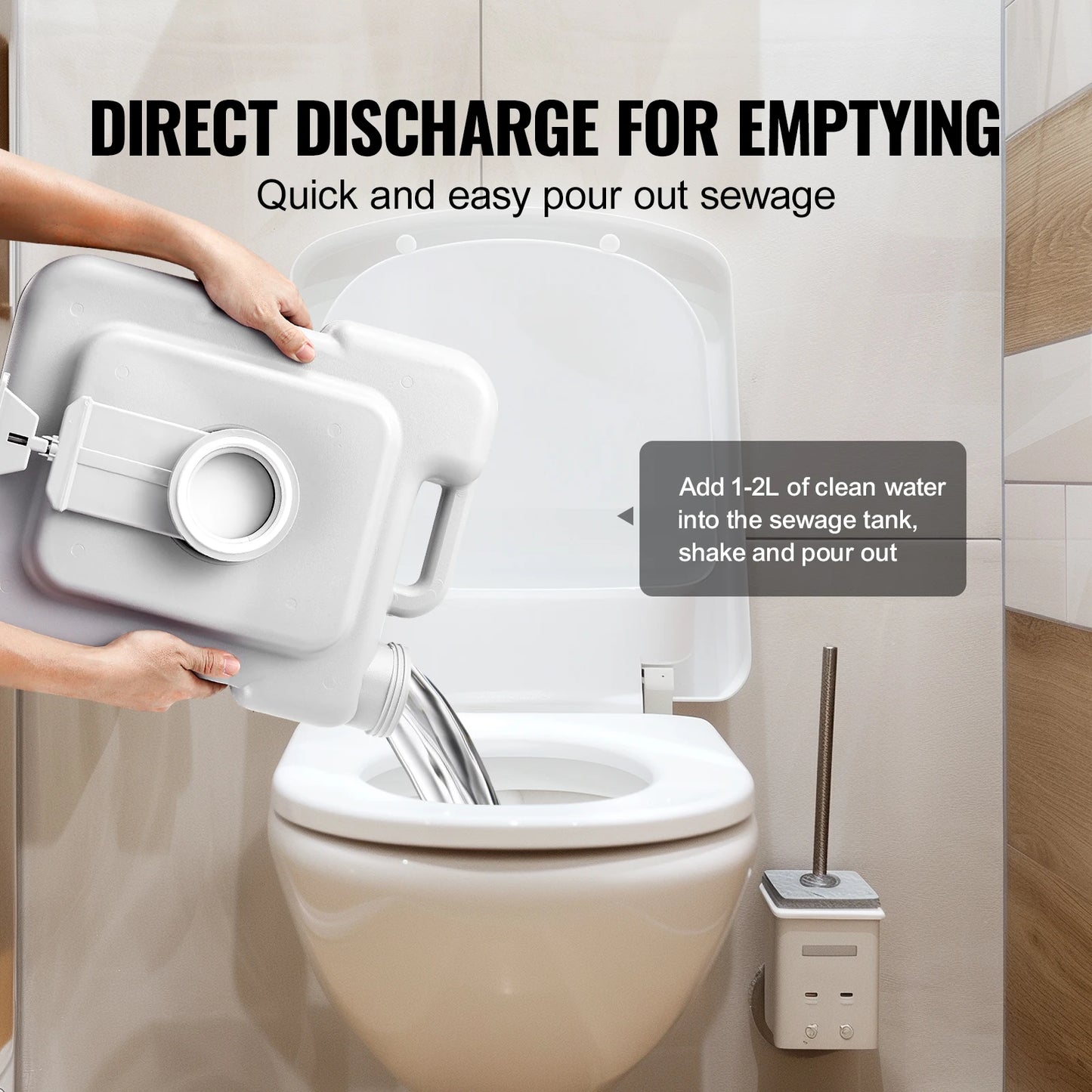 Portable Toilet Push-Button Flush Odorless Leak-Proof