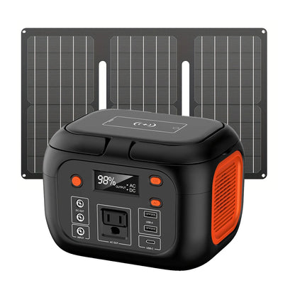 150W Power Station with 30W Solar Panel,110V AC Outlets