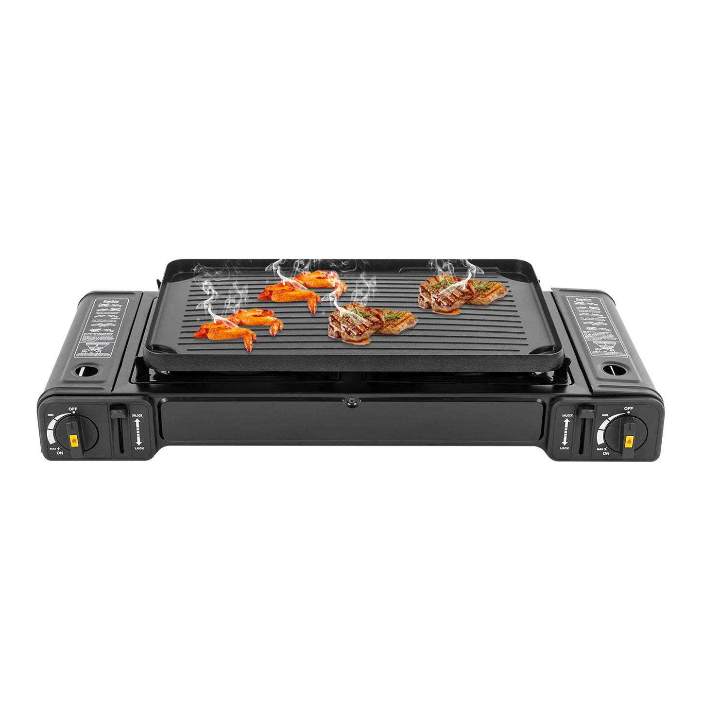 2500W 2 Burner Camping Stove with Baking Tray & Portable Case