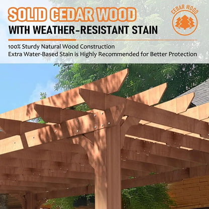 12 x 16 Wooden Pergola with Attached Latte Roof
