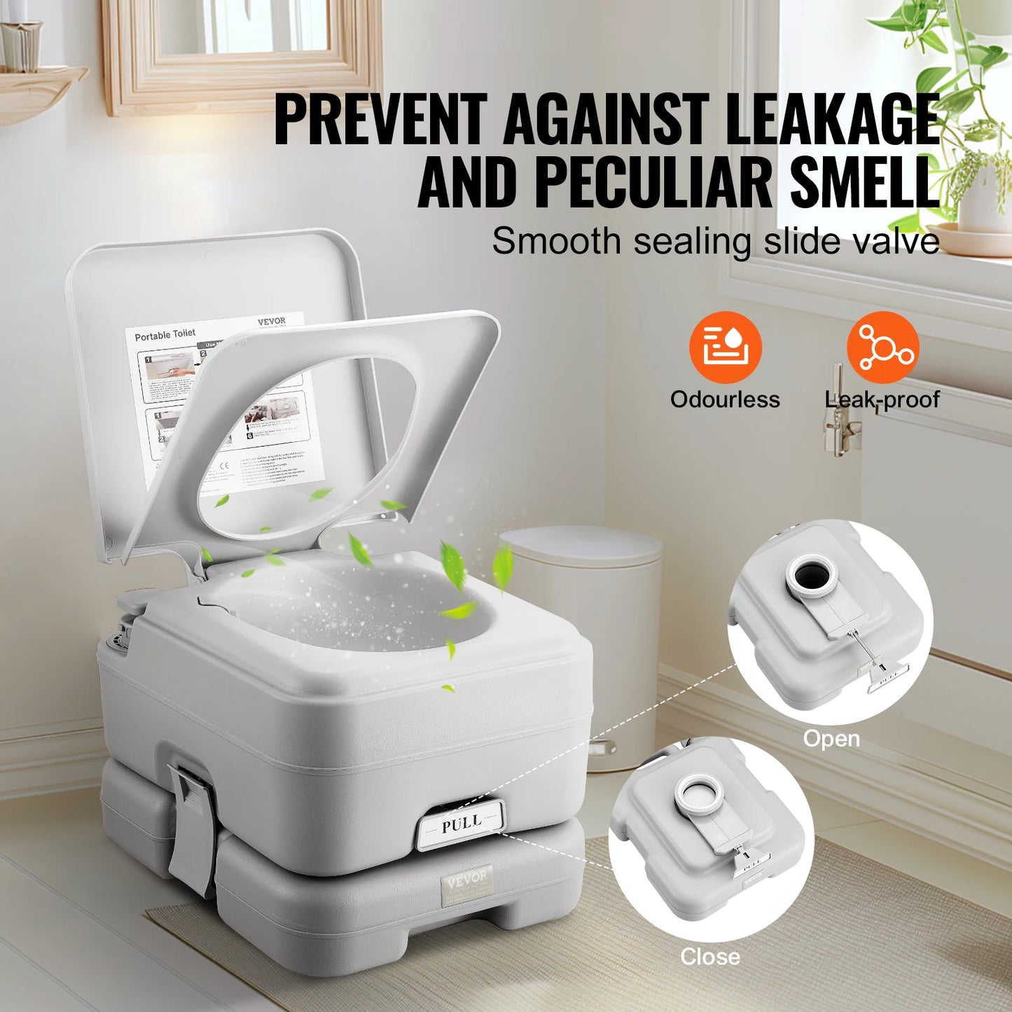 Portable Toilet Push-Button Flush Odorless Leak-Proof