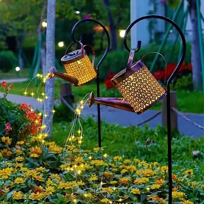 Solar Led Fairy Lights Lantern Watering Can Garden Decoration