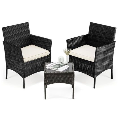 3 Pieces Wicker Rattan Outdoor Patio Furniture Set
