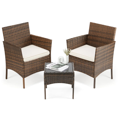 3 Pieces Wicker Rattan Outdoor Patio Furniture Set