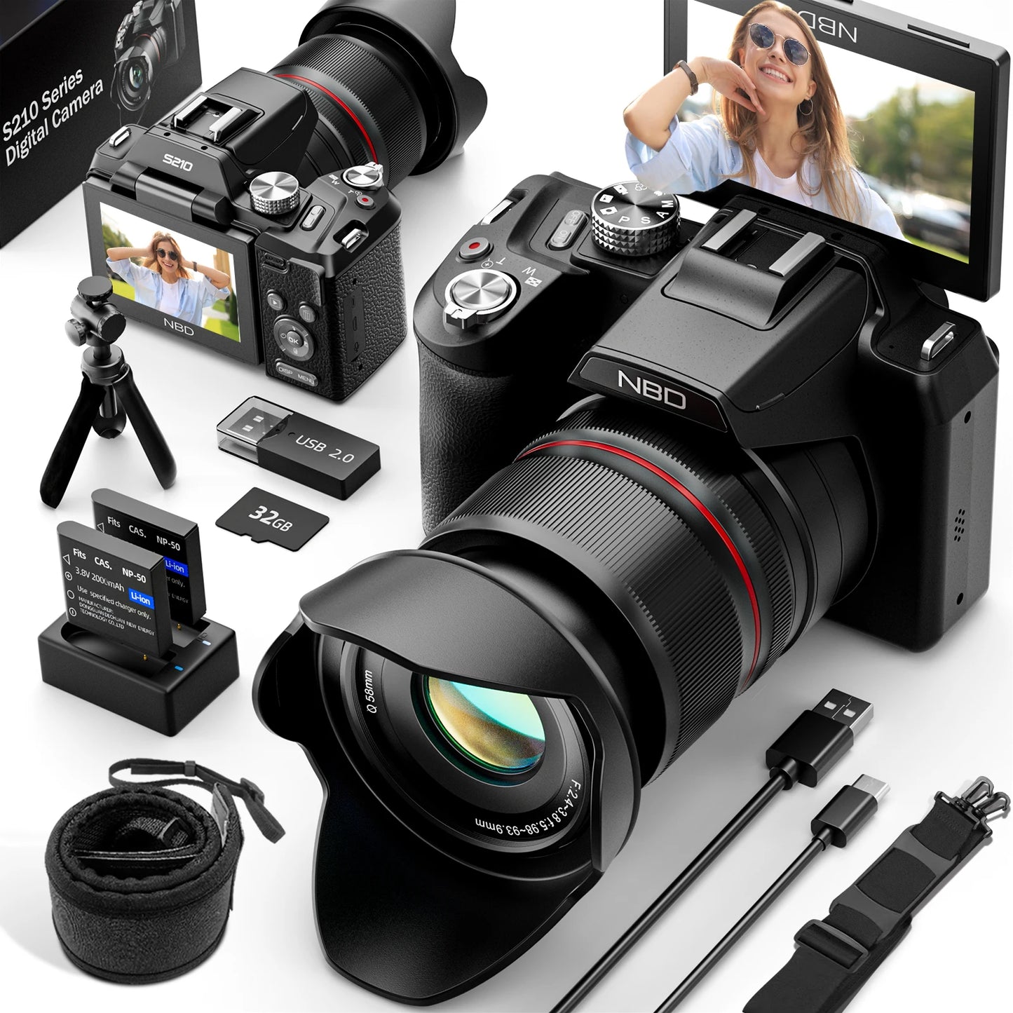 5K & 64MP Digital Camera 16X Optical Zoom