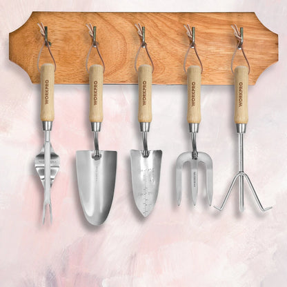 8-Piece Stainless Steel Garden Tool Set, with Wood Handle