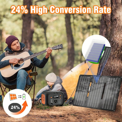 150W Power Station with 30W Solar Panel,110V AC Outlets