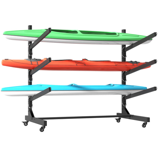 Kayak Storage Rack Ajustable Heavy Duty Holds 3 Kayaks