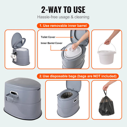 Portable Toilet with 1.3G Detachable Inner Bucke Outdoor Camping