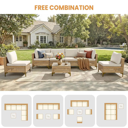 7-Piece Wicker Furniture Set with Cushions