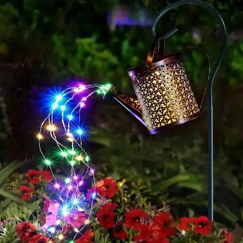 Solar Led Fairy Lights Lantern Watering Can Garden Decoration