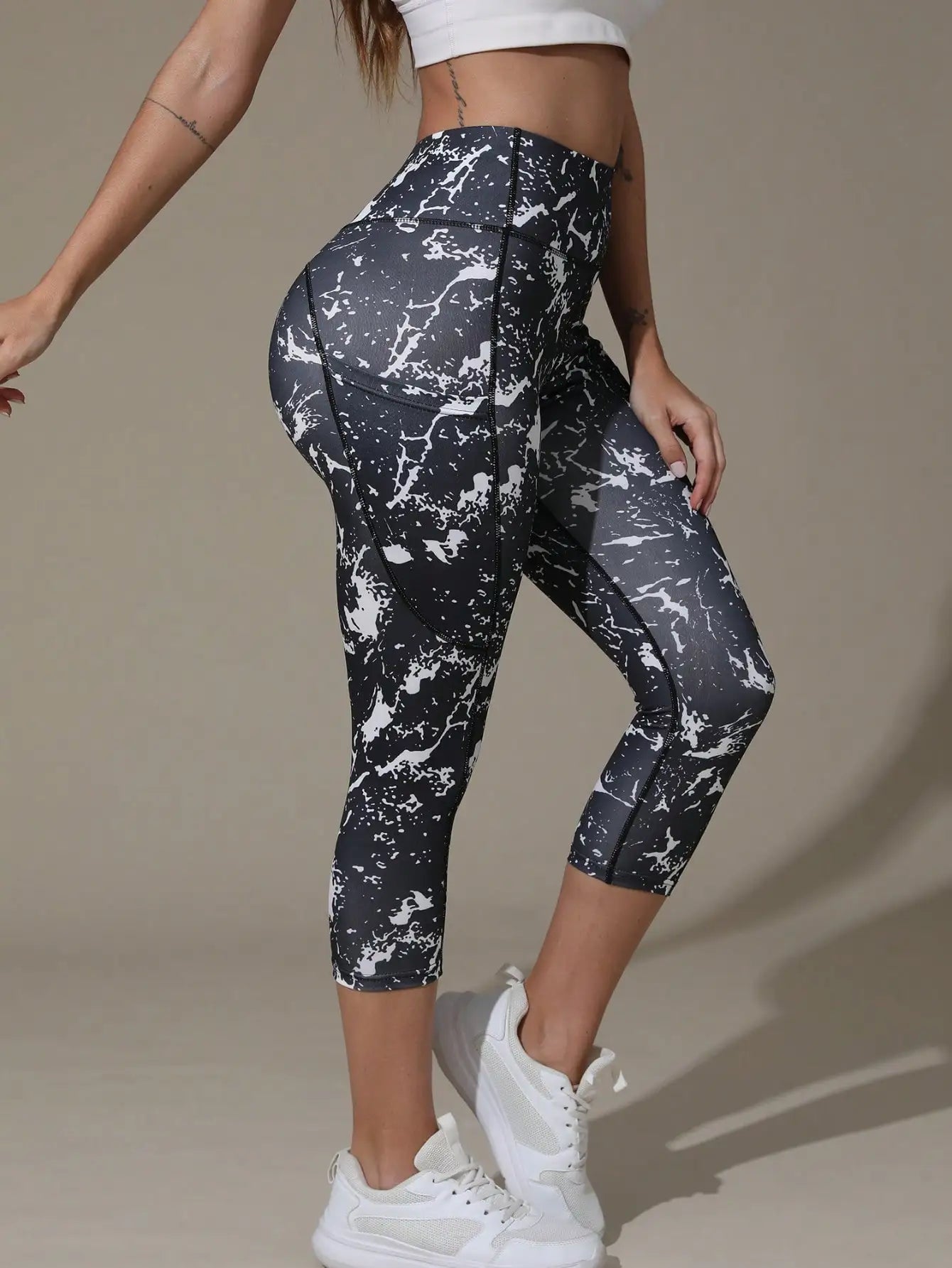 3 Pcs Women High Waist 3/4 Workout Leggings with Pockets