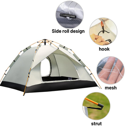 3-4 Person Compact Auto-Tent Quick Setup