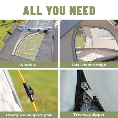 3-4 Person Compact Auto-Tent Quick Setup