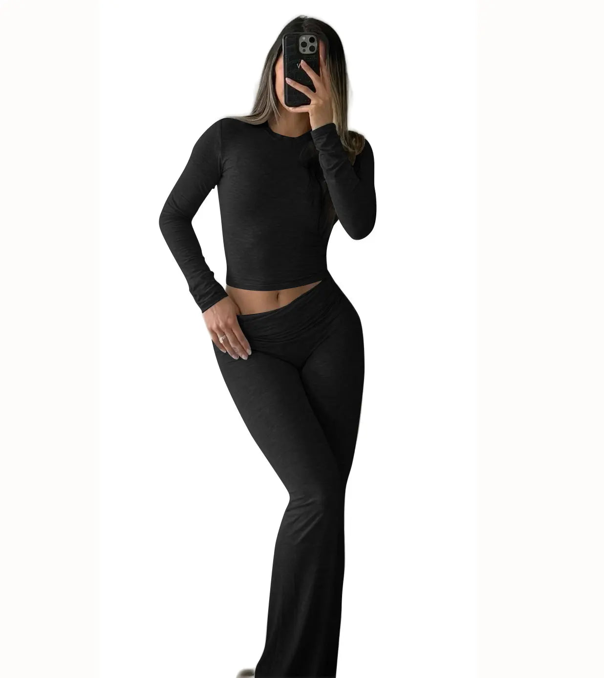 Women's Long Sleeve Wide Leg Activewear Yoga Two Piece Set