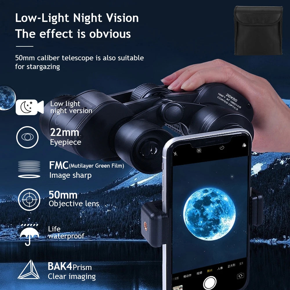 Binoculars Day Night Vision Long Range Waterproof 180x100 Zoom