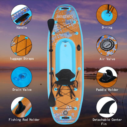10' Inflatable Stand Up Paddle Board Kayak, 34'' Extra Wide,