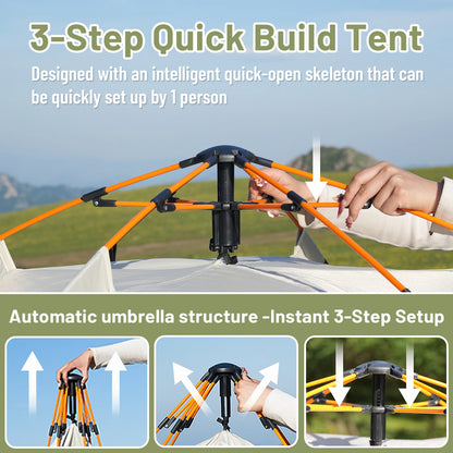3-4 Person Compact Auto-Tent Quick Setup