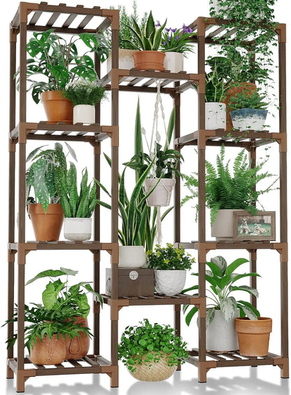 Large Wooden Plant Stand with 10 Shelves for Indoor Outdoor