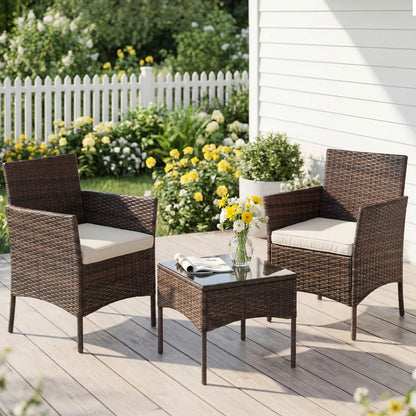 3 Pieces Wicker Rattan Outdoor Patio Furniture Set