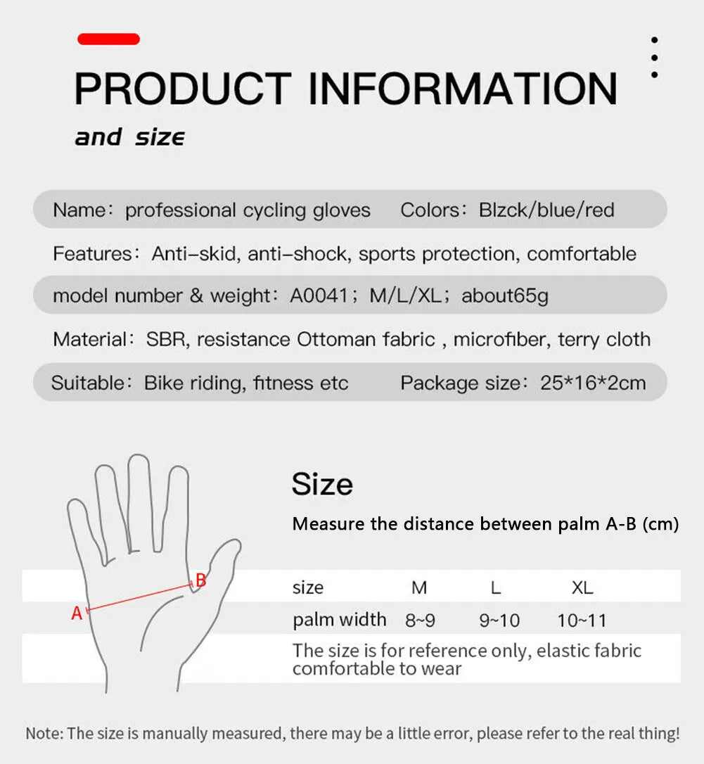 Cycling Gloves Anti-Slip Grips for Men Women with MTB Padded