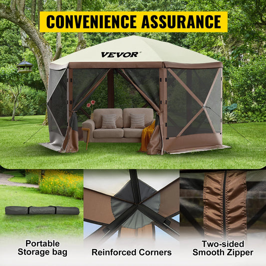 Pop-up 6 Sided Sun Shade Canopy 12' x 12' / 10' x 10'