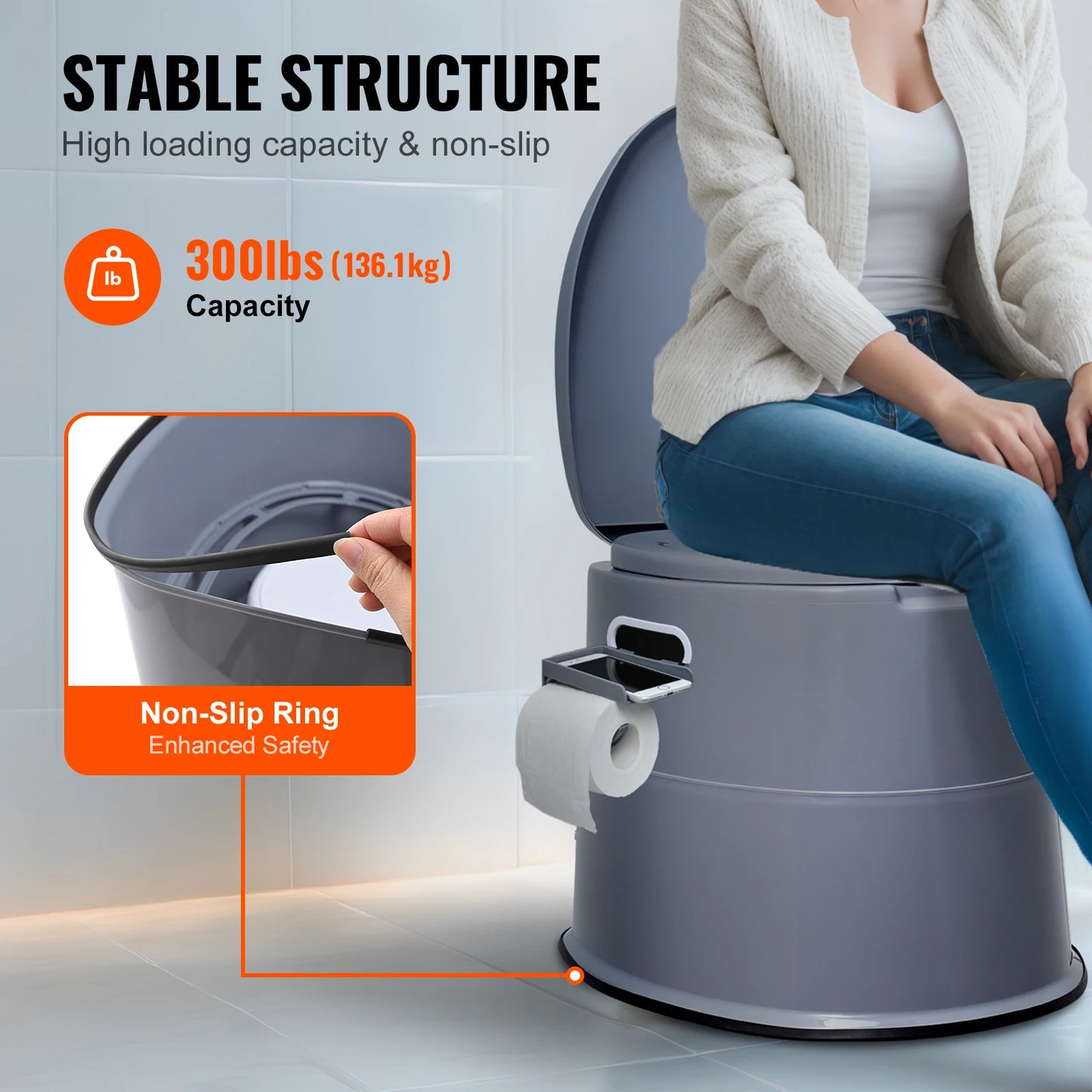 Portable Toilet with 1.3G Detachable Inner Bucke Outdoor Camping