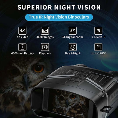 Night Vision Binoculars 4K with 3'' Display and Rechargeable Battery