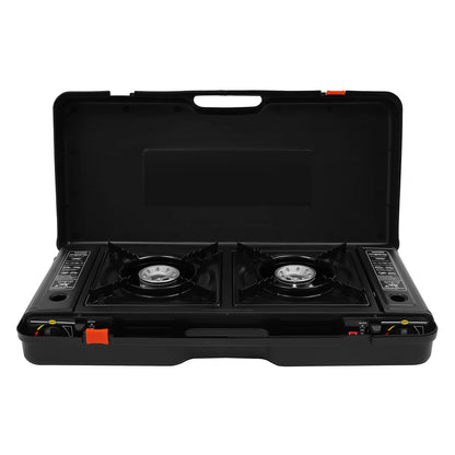 2500W 2 Burner Camping Stove with Baking Tray & Portable Case