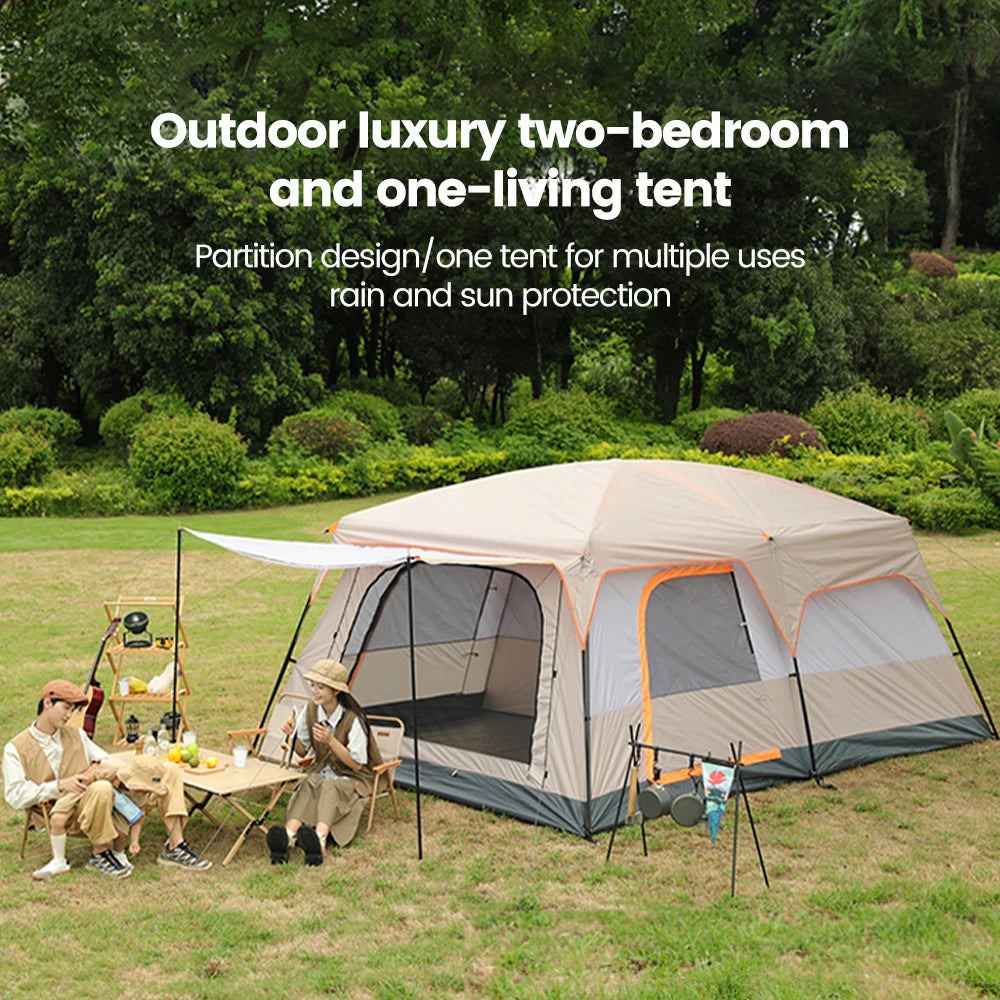 Large Family 2 Room 8-12 Person Windproof 4 Season Tent