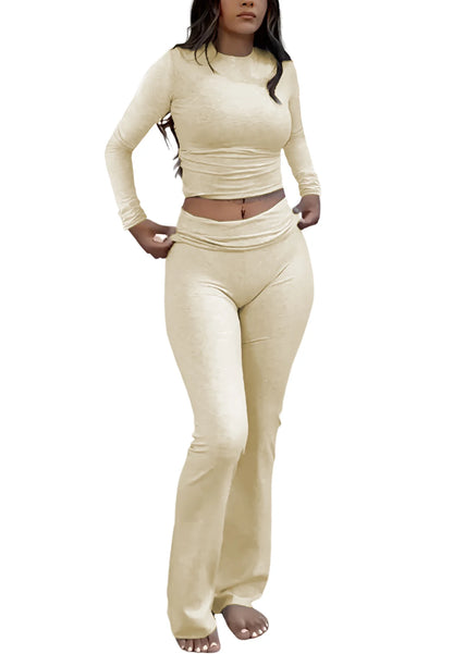 Women's Long Sleeve Wide Leg Activewear Yoga Two Piece Set