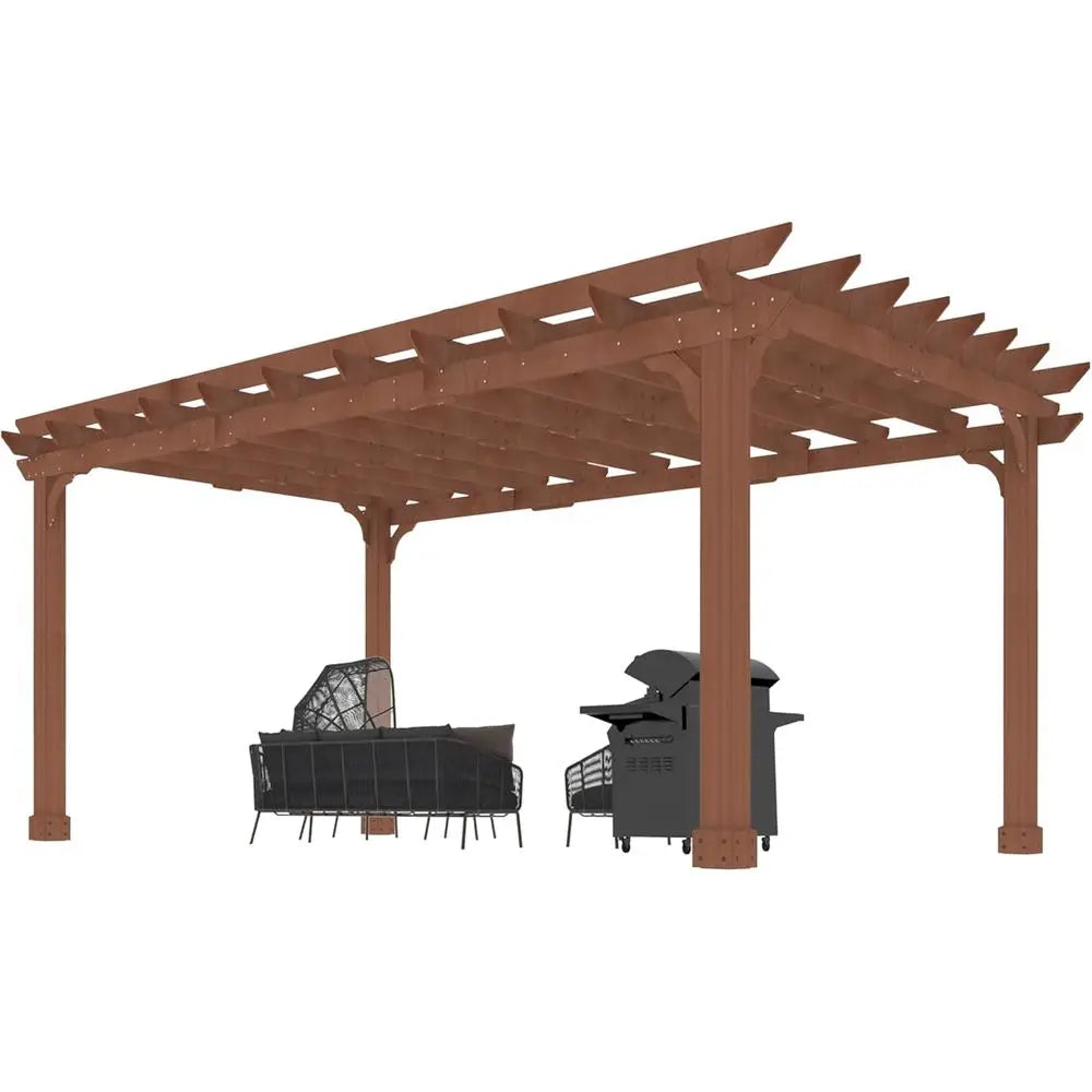 12 x 16 Wooden Pergola with Attached Latte Roof