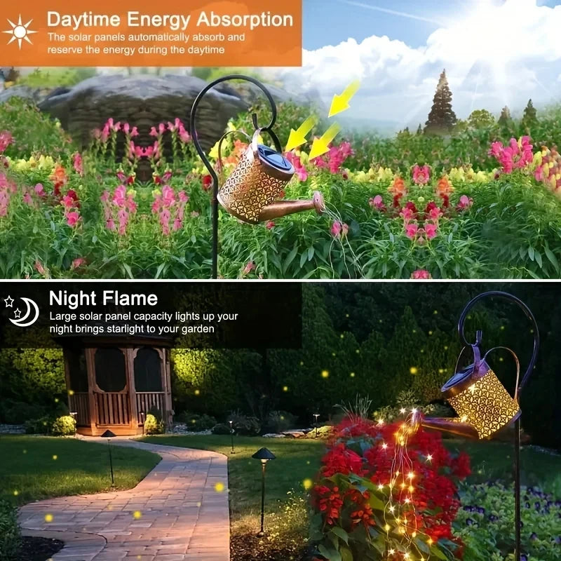 Solar Led Fairy Lights Lantern Watering Can Garden Decoration