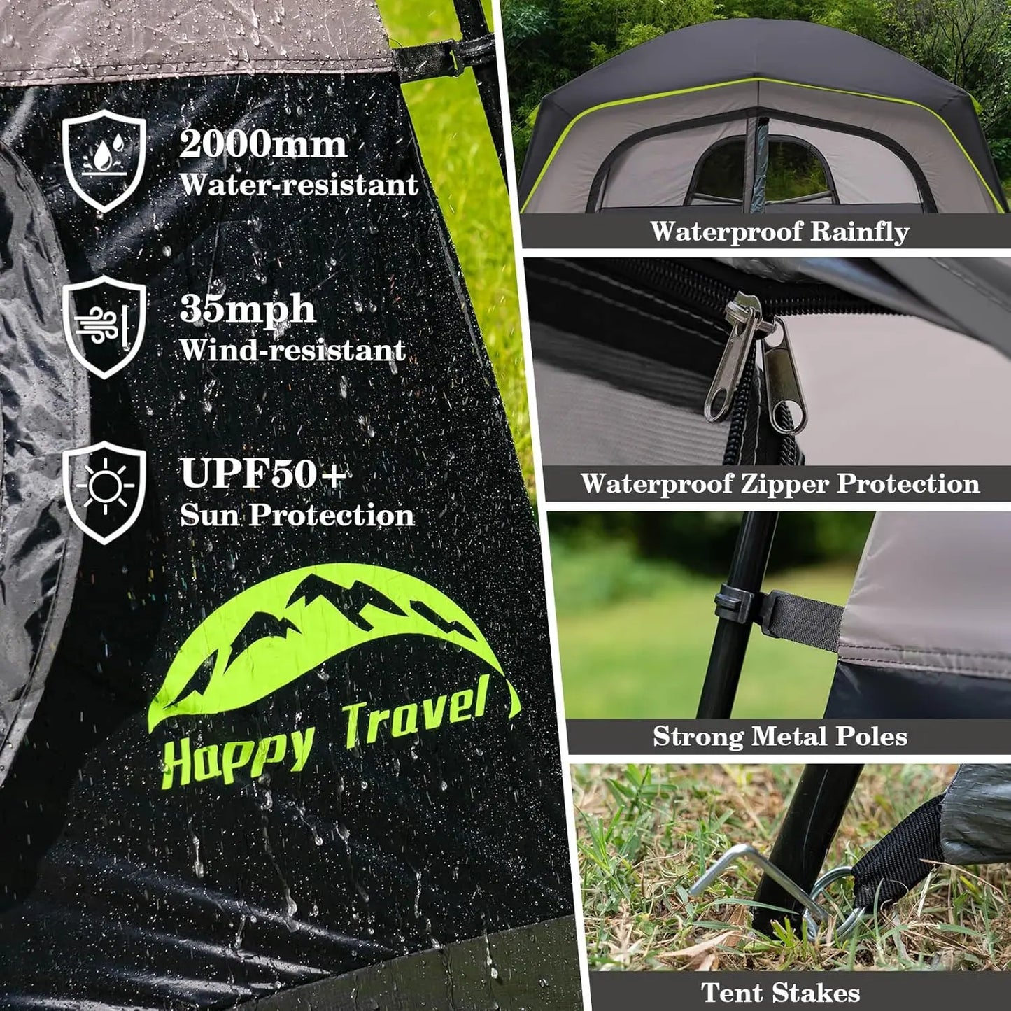 6-Person Easy Setup Waterproof Tent with Rainfly