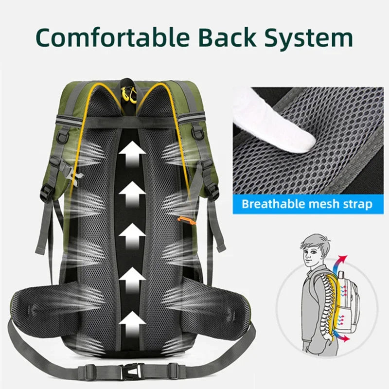 50L Mens Large Waterproof Hiking Backpack